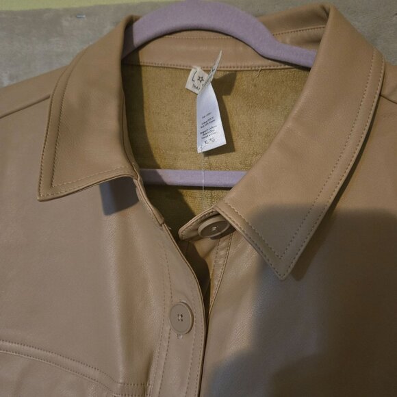 Faux Leather Echo Button-Up‎ Jacket Office Siren Long Sleeves Size XL Women's - Picture 8 of 9